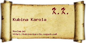 Kubina Karola névjegykártya